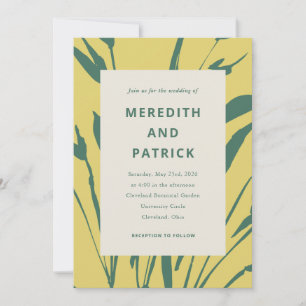 Botanical Sketch Citrus Green Wedding Invitation