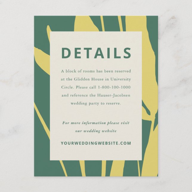 Botanical Sketch Citrus Wedding Enclosure Card (Front)