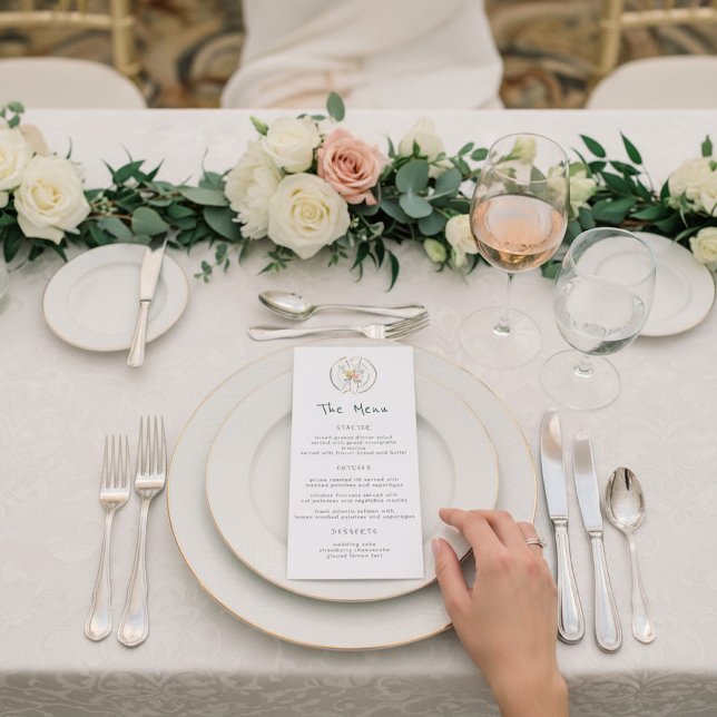 Botanical Sketch Floral Wedding Dinner Menu (Creator Uploaded)