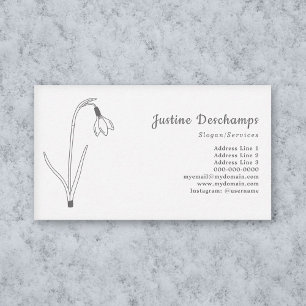 Botanical Snowdrop Line Art Flower Business Card
