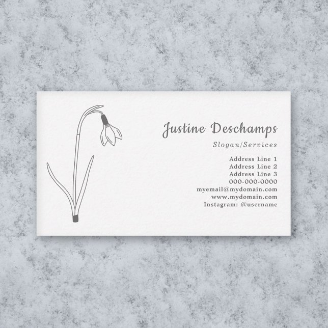 Botanical Snowdrop Line Art Flower Business Card (Botanical Snowdrop Line Art Flower Business Card)