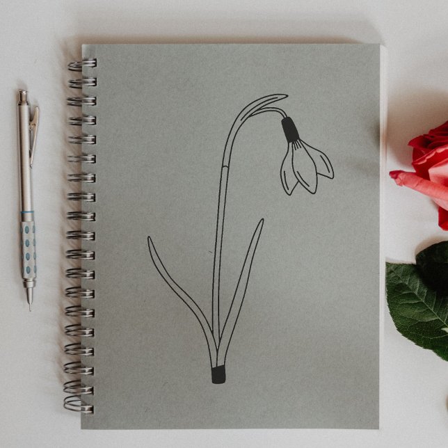 Botanical Snowdrop Line Art Flower Rubber Stamp (Botanical Snowdrop Line Art Flower Rubber Stamp)