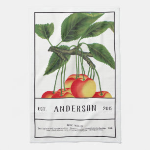 Botanical Sour Cherry Customisable Tea Towel