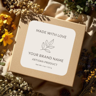 Botanical Sprig Blush Pink Custom Minimalist Label
