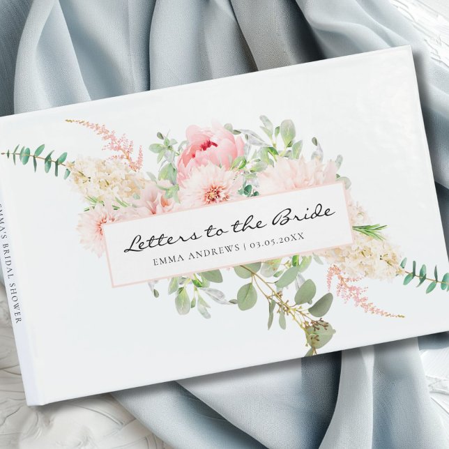 Botanical Spring Bridal Shower Guest Book (Personalized, modern, elegant, watercolor, floral "Letters to the Bride" Bridal Shower Guest Book.)