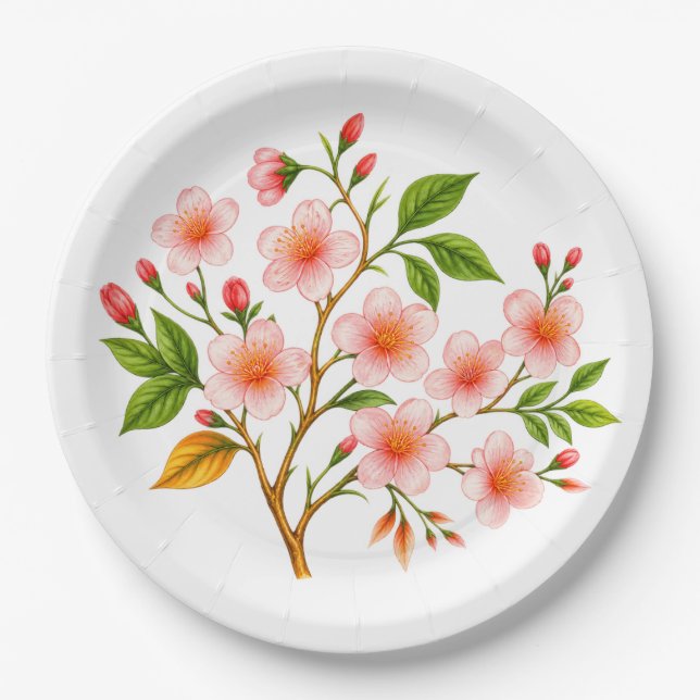 Botanical Spring Design Paper Plate (Front)