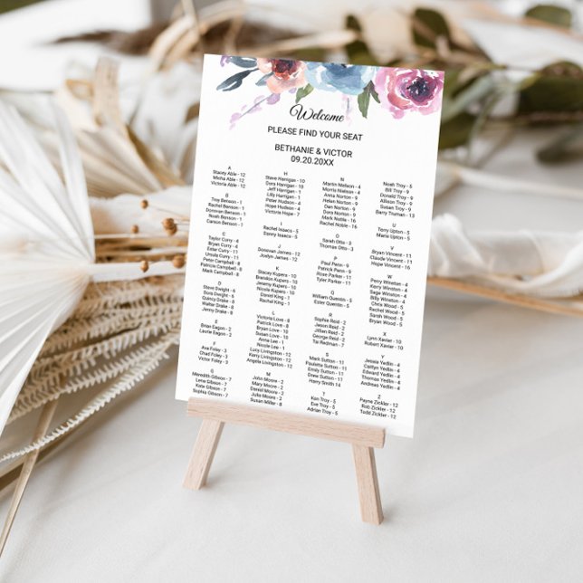 Botanical Spring Floral Alphabetical Seating Chart (Creator Uploaded)