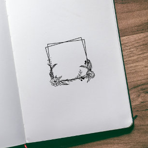 Botanical Square Flowers, Journal Frame  Rubber Stamp
