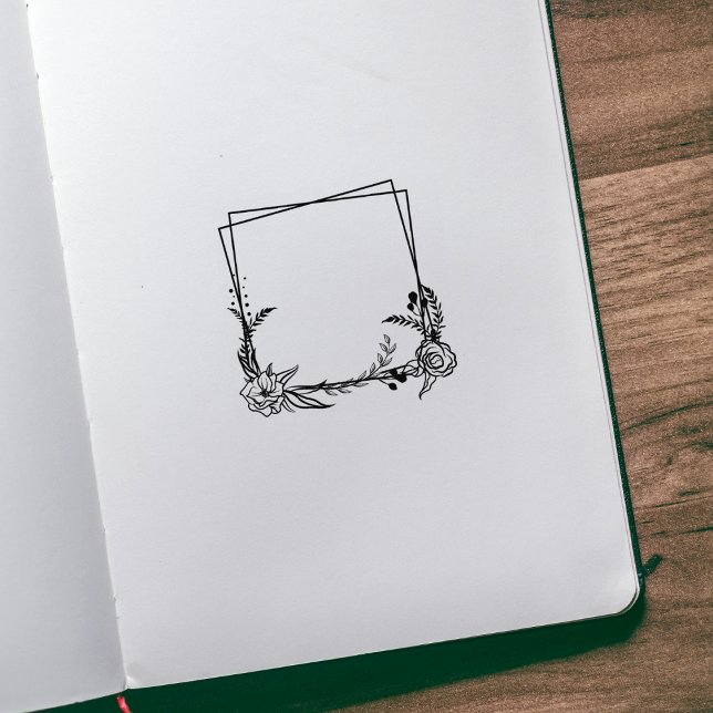 Botanical Square Flowers, Journal Frame  Rubber Stamp (Creator Uploaded)