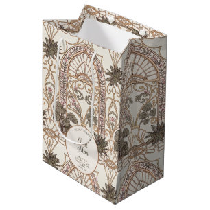 Botanical Stained Glass Art Nouveau Wedding  Medium Gift Bag