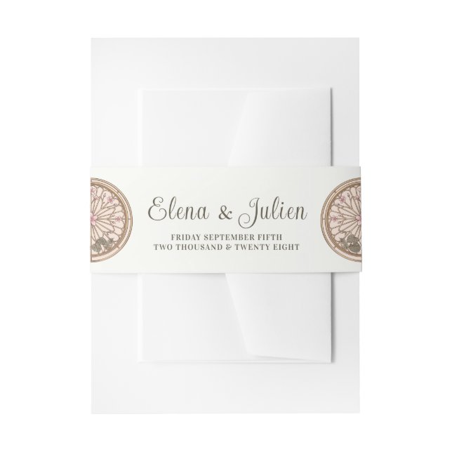 Botanical Stained Glass Wedding Invitation Belly Band (Front Example)