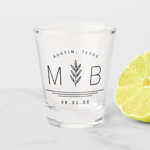 Botanical Stem Wedding Monogram Shot Glass