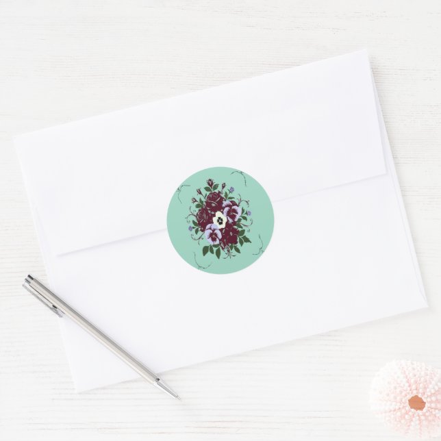 Botanical Sticker Purple Roses Bouquet (Envelope)
