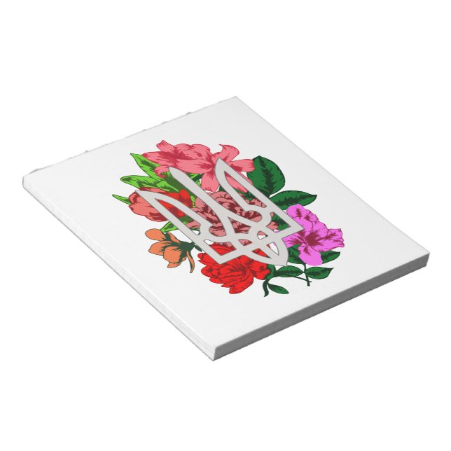 Botanical still and Ukrainian trident tryzub Notepad (Angled)