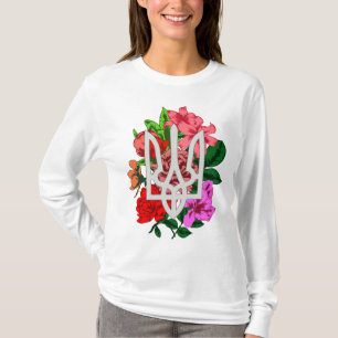 Botanical still and Ukrainian trident tryzub T-Shi T-Shirt
