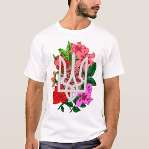 Botanical still and Ukrainian trident tryzub T-Shirt
