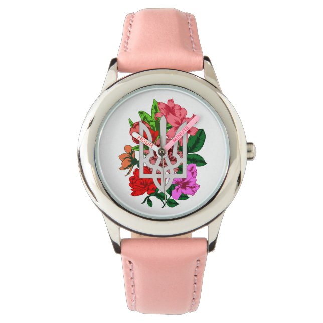 Botanical still and Ukrainian trident tryzub Watch (Front)