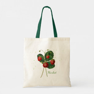 Botanical Strawberry Market Tote Bag