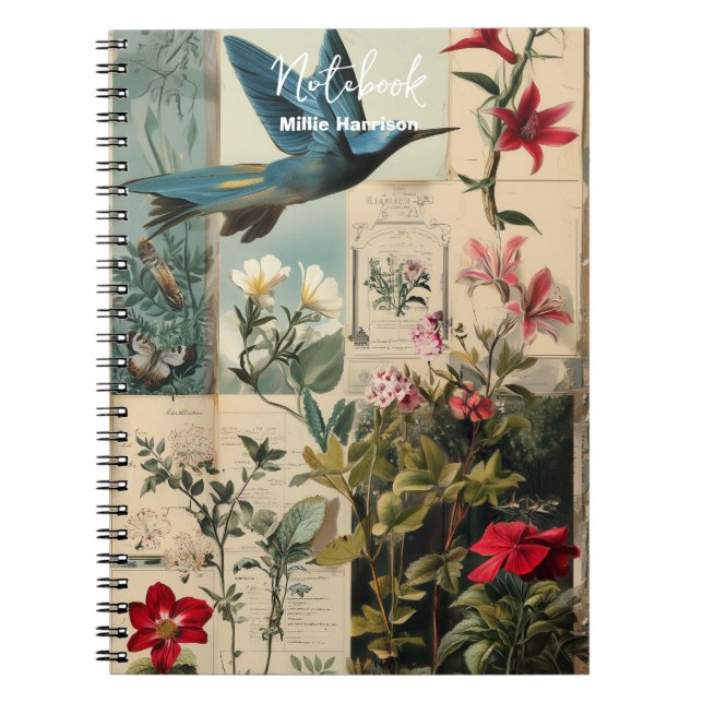 Botanical style collage design notebook (Front)