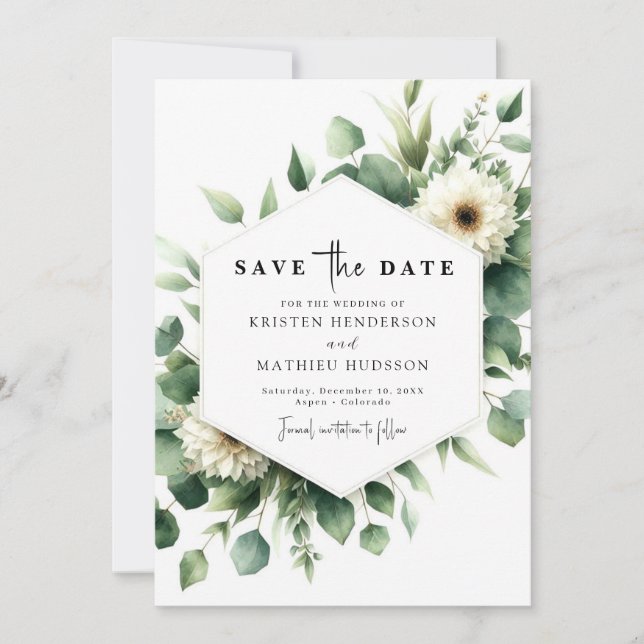 Botanical Stylish Eucalyptus Digital Wedding Save The Date (Front)