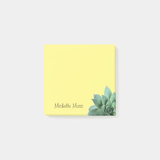 Botanical Succulent Monogram Desert Yellow Post-it Notes (Front)