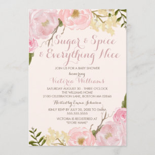 Botanical Sugar & Spice Girl Baby Shower Invite