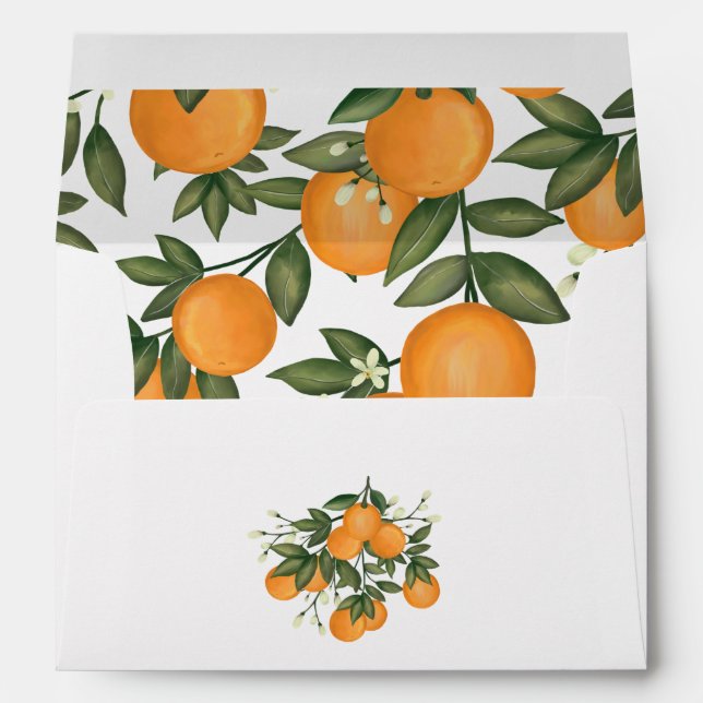 Botanical Summer Citrus Orange Return Address Envelope (Back (Bottom))