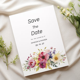 Botanical summer colourful floral Save The Date Invitation