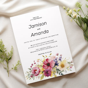 Botanical summer colourful floral Wedding Invitation