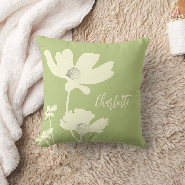 Botanical Summer Cosmos Flowers Silhouettes  Cushion (Blanket)