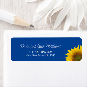 Botanical Sunflower Boho Blue Return Address