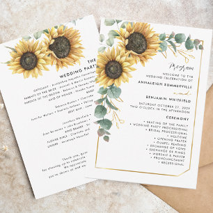 Botanical Sunflower Greenery Wedding Program