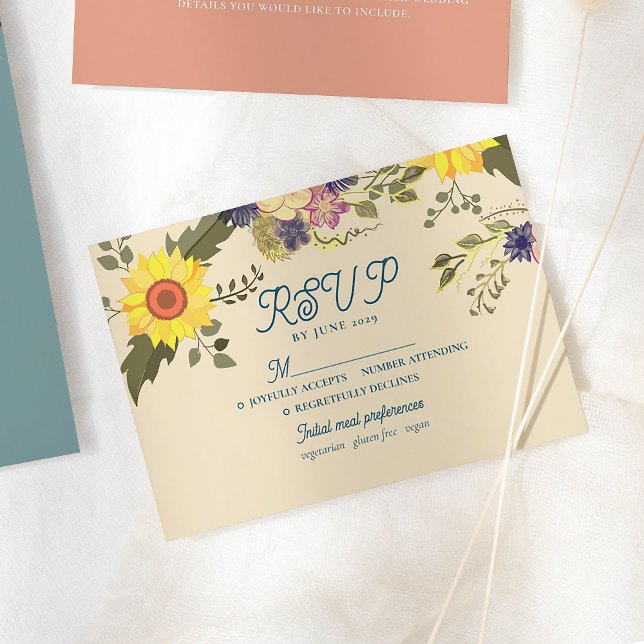 Botanical Sunflower Wedding RSVP Card (Creator Uploaded)