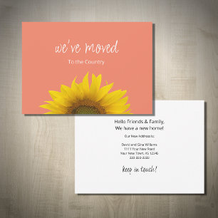 Botanical Sunflower We've Moved Peach Moving  Announcement