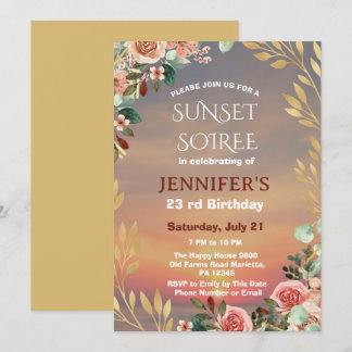 Botanical Sunset Soiree Birthday Party Celebration Invitation