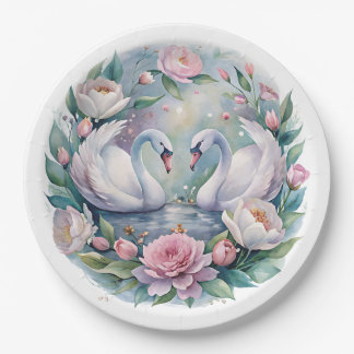 Botanical Swan Paper Plates