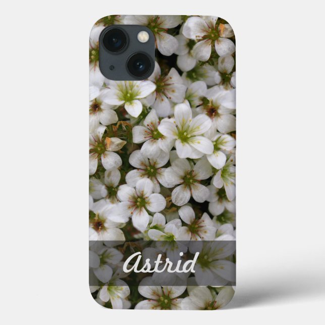 Botanical Sweet White Flowers Photo any Name Case-Mate iPhone Case (Back)