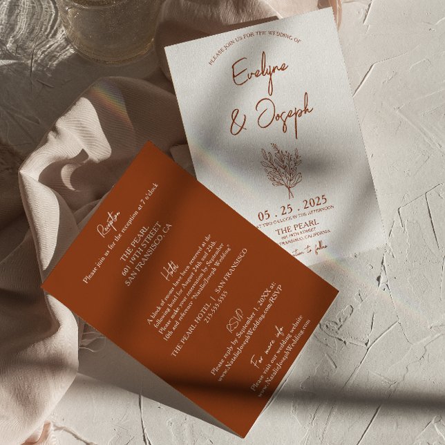Botanical Terracotta Floral All In One Wedding Invitation (Creator Uploaded)