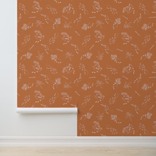Botanical Terracotta  Wallpaper (Application)