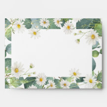 Botanical themed eucalyptus daisy envelope