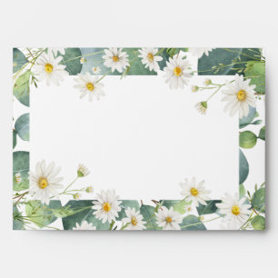 Botanical themed eucalyptus daisy envelope