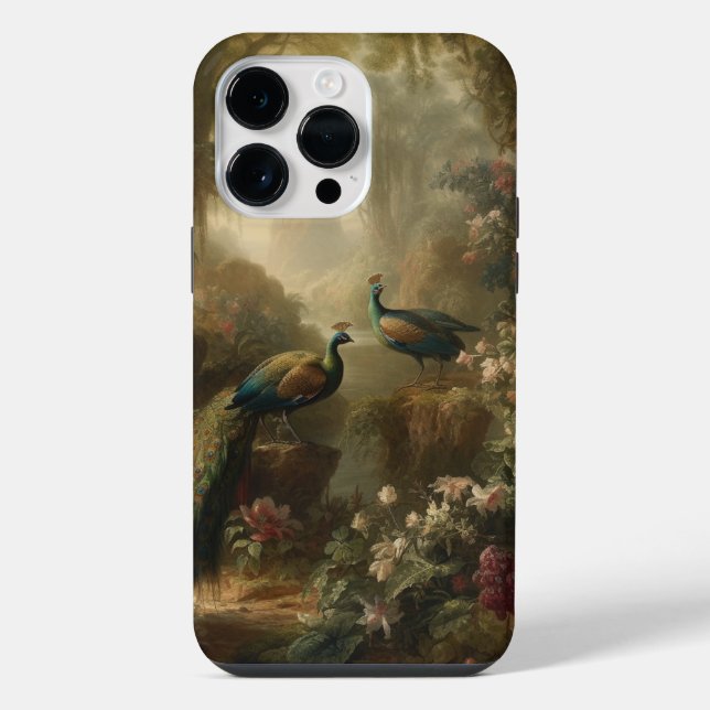 Botanical: three peacocks in English garden  iPhone Case (Back)