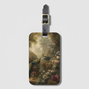 Botanical: three peacocks in English garden Luggage Tag