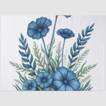 Botanical Tissue Paper with Elegant  Floral Design