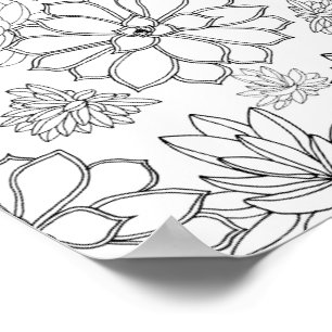 Botanical To Colour Flower Drawings Poster