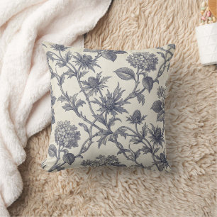 Botanical Toile   Hydrangea & Sea Holly Cushion