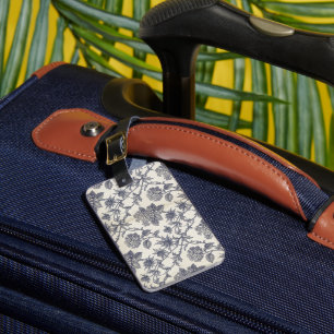 Botanical Toile Hydrangea & Sea Holly Luggage Tag