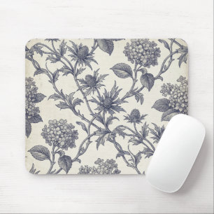 Botanical Toile Hydrangea & Sea Holly Mouse Pad