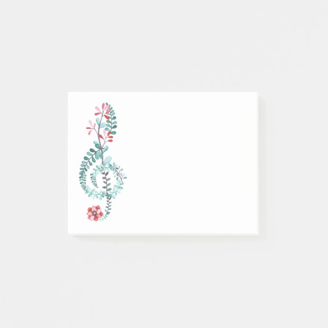 Botanical Treble Clef Musician Gift Music Lover Post-it Notes (Front)