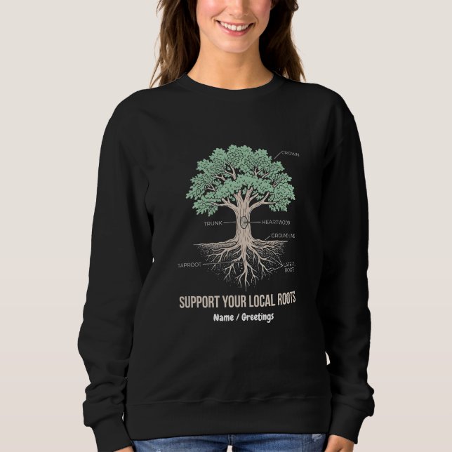 Botanical Tree Anatomy Support Your Local Roots Sweatshirt (Front)